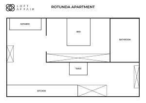 Plán poschodí v ubytovaní Rotunda Apartment - LoftAffair