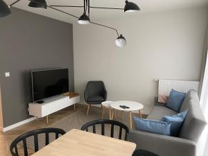 Televízia a/alebo spoločenská miestnosť v ubytovaní ONE Apartamenty Gąsiorowskich 4