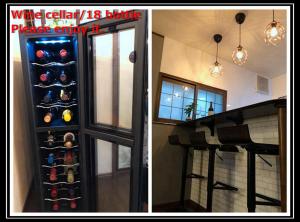 京都市にあるFunhouse 蘭のワインセラーはワインボトル棚の写真