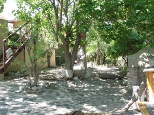 un patio sombrío con un árbol en el medio en La Quebradita en San Javier