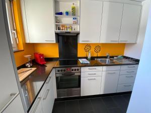Kjøkken eller kjøkkenkrok på Casa Zundregn - ein Bijou mit privater Terrasse und E-Mobility