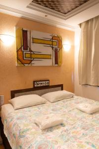 a bedroom with a bed with a painting on the wall at Hotel Plaza Campo Grande in Salvador