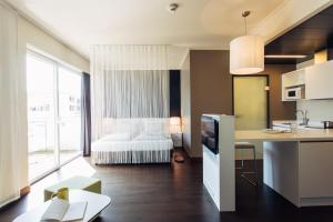 Nhà bếp/bếp nhỏ tại harry's home Linz-Urfahr hotel & apartments