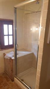 a shower with a glass door in a bathroom at la bastide de l'adrech in Manosque