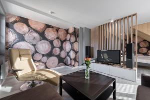 Televízia a/alebo spoločenská miestnosť v ubytovaní Apartament Widok