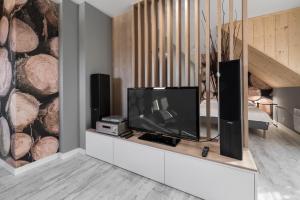 Televízia a/alebo spoločenská miestnosť v ubytovaní Apartament Widok