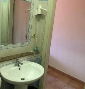 a bathroom with a sink and a mirror at HOTEL FUNTANA E DONNE in Ottana