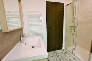 a bathroom with a sink and a shower at LA LOGE DU MONTCEL - T2 -1er étage in Auvers-sur-Oise +24 photos