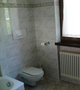 y baño con aseo y lavamanos. en Villa Berta, en Riva del Garda