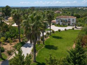 an aerial view of a house with palm trees at Villa Amendoal luxury villa with private pool AC near Albufeira fabulous countryside views in Albufeira