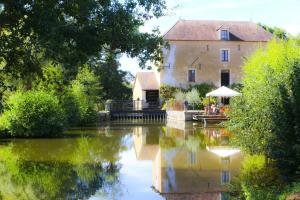 La Vallée的住宿－Atelier de peinture au Moulin de Gâteau - Atelier sur l'eau，建筑物前的房屋和河流