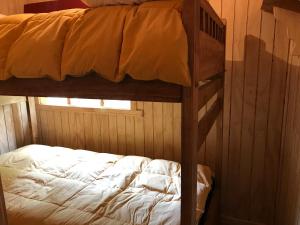 a bunk bed in a room with a window at Doña Marta del Truful in Melipeuco