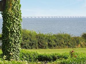 Blick auf eine Brücke über das Wasser mit einem Baum in der Unterkunft 6 person holiday home in Fr rup in Frørup