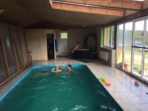 Bazén v ubytování Wellness chata s bazénem nebo v jeho okolí