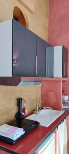 - une cuisine avec un évier et un comptoir dans l'établissement Gites Climatisés Piscine Chauffée La Balancelle, à Saint-Rémy-de-Provence
