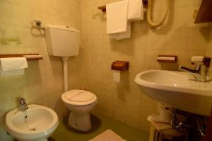 a white toilet sitting next to a sink in a bathroom at Albergo Mirella in Belluno