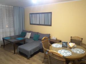 a living room with a couch and a table at Apartament dla turystów in Tychy