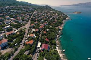 an aerial view of a small island in the water at Villa Marlin in Klenovica