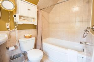 a bathroom with a toilet and a tub and a sink at Dundee Arms Inn in Charlottetown