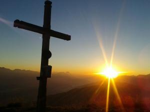 The sunrise or sunset as seen from a panziókat or nearby