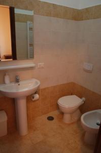La salle de bains est pourvue d'un lavabo, de toilettes et d'un miroir. dans l'établissement La Staccionata, à Arpino