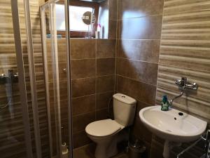 uma casa de banho com um WC e um lavatório em Apartmán 577 em Cesky Krumlov