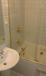 y baño con ducha y lavamanos. en Barra da Tijuca, en Río de Janeiro
