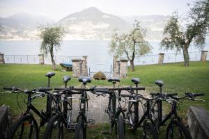 um grupo de bicicletas estacionadas junto à água em IseoLakeRental - La Stallina - Monte Isola em Monte Isola