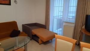 Televízia a/alebo spoločenská miestnosť v ubytovaní Apartament ZOYA + garaż