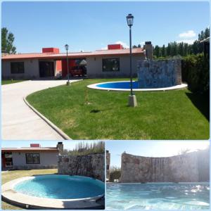 un collage de fotos de una piscina y una casa en Quality time en Luján de Cuyo