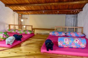 Postel nebo postele na pokoji v ubytování Jiufen Xiaomei Meow Seaview Homestay + 9 fotografií