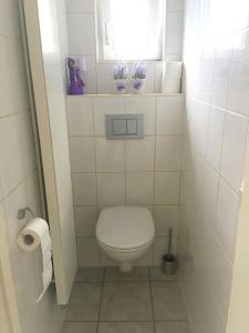 uma pequena casa de banho com um WC e uma janela em Harzhuisje - Sankt Andreasberg em Sankt Andreasberg