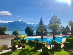 a view of the lake from the house at Lake & Mountain View Apartment I 27 in Montreux