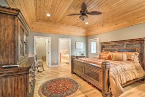 a bedroom with a bed and a wooden ceiling at Mountain-View Franklin Retreat: Near Hiking! in Franklin