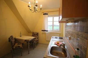 Kuchyň nebo kuchyňský kout v ubytování Landhaus Alt Reddevitz