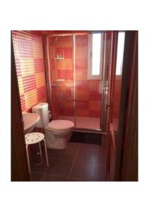 a bathroom with a toilet and a sink and a shower at Apartamentos cerca del Aeropuerto in Ingenio