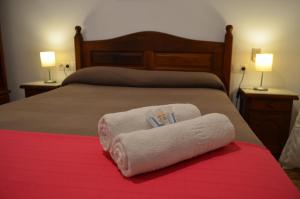 Cama o camas de una habitación en Hotel Manantiales