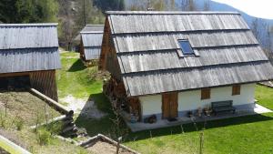 an aerial view of a house with a roof at Glamping Apartment Oasis of peace in Preddvor
