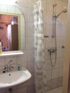 un baño con ducha y lavabo en De Slotruine, en Egmond aan den Hoef