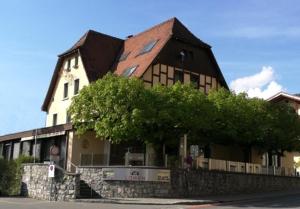 a large building with a tree in front of it at Der Löwen, Löwen Betriebs- und Management GmbH in Bludenz