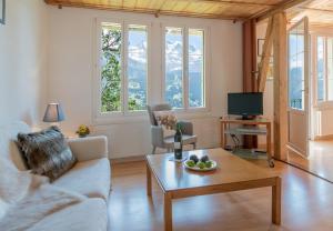 TV a/nebo společenská místnost v ubytování Chalet Hunnenfluh