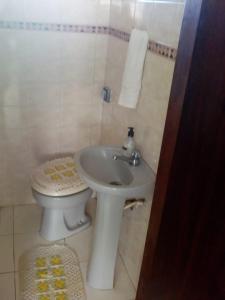 a bathroom with a sink and a toilet at CASANOGh NOVO TEMPO in Curitiba