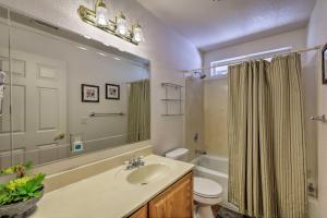 a bathroom with a sink and a toilet and a shower at Patio and Mtn Views Tranquil Sedona Gem in Sedona +26 photos