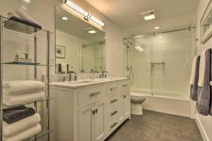 a bathroom with a sink and a shower and a toilet at Cottonwood Heights Apt, 12 Mi to Alta Ski Area! in Cottonwood Heights +15 photos