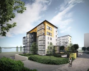 an architectural rendering of a apartment building at Roost Rantatie 18 in Tampere