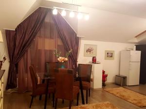 Kuchyň nebo kuchyňský kout v ubytování Apartament Fluturaș de Stâncă Comarnic