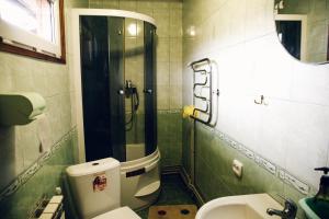 e bagno con doccia, servizi igienici e lavandino. di Cottage Nezabudka a Jaremče