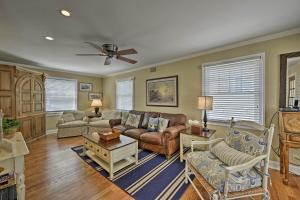 a living room with a couch and chairs at Lavallette House with Fenced Yard and Gas Grill! in Lavallette
