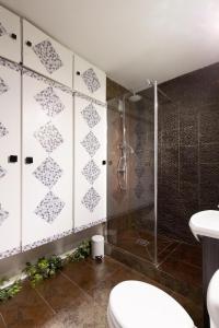 a bathroom with a shower and a toilet at Magnifique 2 pièces Palm Beach bord mer in Cannes