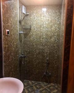 La salle de bains est pourvue d'une douche, de toilettes et d'un lavabo. dans l'établissement Golden House, à Tbilissi